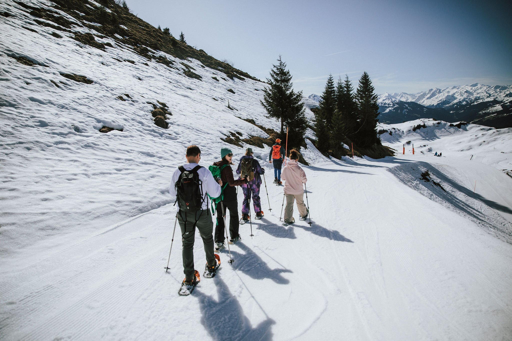 andorra group snowshoeing