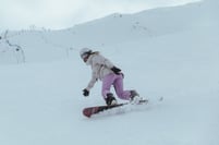 corporate retreat learning to snowboard